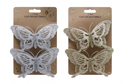 Clip-On Glitter Butterfly 2Pc