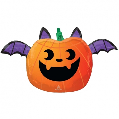 Fun and Spooky Pumpkin Bat Junior Shape XL 26" Foil Balloon