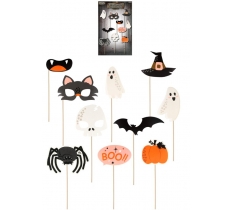 Halloween Photo Booth Props with Sticks (10 Pieces) Assorted