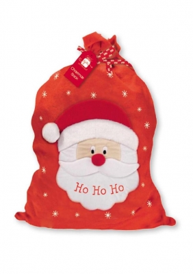 Deluxe Ho Ho Ho Santa Sack 3D Nose 50cm x 73cm