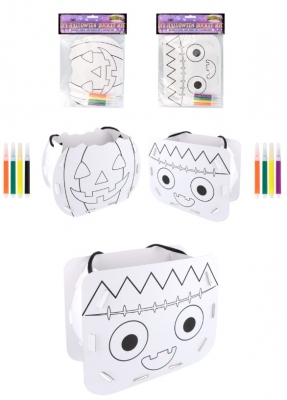 Bucket Halloween Diy Kit 20cm X 15cm With 4 Pens