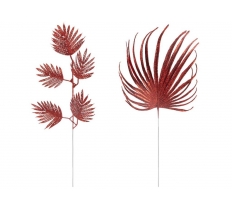 Red Glitter Spruce Leaf Pick ( Assorted Designs )