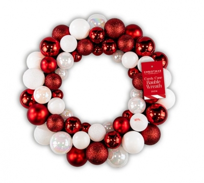 Candy Cane Bauble Wreath 35cm