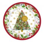 Christmas Tree & Foilage 28cm Round Melamine Plate