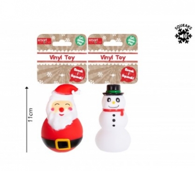 Christmas Squeaky Santa & Snowman Vinyl Dog Toy