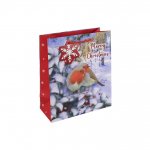 Christmas Robin Medium Bag ( 215Mm X 253Mm X 102Mm )