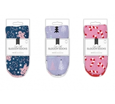 Ladies Printed Soft Slouch Socks 2pk