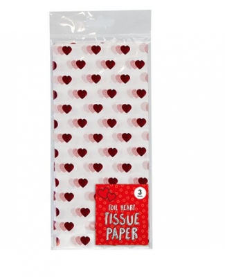 VALENTINE'S DAY FOIL HEART TISSUE PAPER 3 SHEET