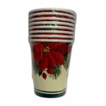 Christmas Cup Red & Green Ponseta 9oz 8 Pack