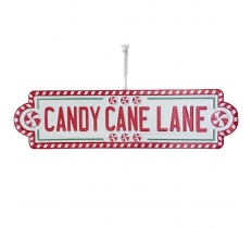 Candy Cane Lane Metal Sign 8x10cm