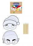 2pc Christmas Paper Mask Set with 4 Colouring Pencils