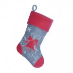 Deluxe Plush Bell Grey Red Top Charcoal Stocking 40cm X 25cm