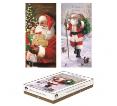 Christmas Cards 12 Slim Boxed Trad Santa