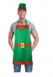 Christmas Elf Kitchen Apron with Elf Hat