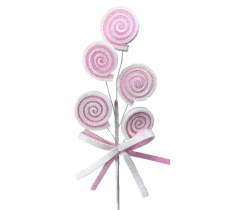 Christmas Lolly Stem Pink And White 41x16cm