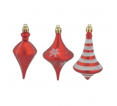 Christmas 10cm Decoration Drops Red White 3 Pack