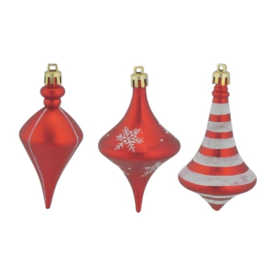 Christmas 10cm Decoration Drops Red White 3 Pack