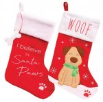 Christmas Plush Dog Stockings ( Assorted Designs )