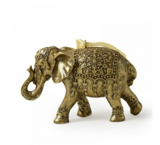 Hanging Elephant In Gold Resin With Satin Ribbon