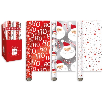 Christmas 1.5M Wrap Foil Festive Fun 3 Design