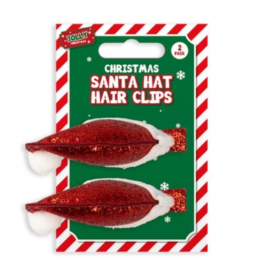 Glitter Santa Hat Hair Clips 2 Pack