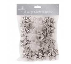 Christmas 18 Large Confetti Silver & White Bow