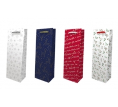 Christmas Luxury Foiled Bottle Bag ( Assorted Designs )