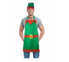 Christmas Elf Kitchen Apron with Elf Hat