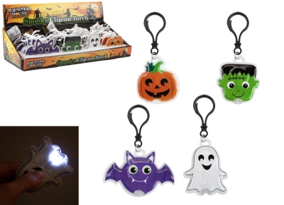 Halloween Twin Bulb Halloween Character Torch Clip 4 Assortd