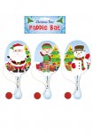 Christmas 22cm Wooden Biff Paddle Bat & Ball