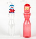 Santa or Snowman Red Straw Bottle 500ml