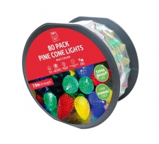 Christmas Multi Coloured Pinecone LED Light Reel ( 80 Lights )