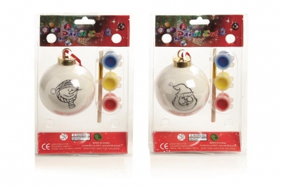 Paint Your Own Bauble Set with 3 Colours 2 AsstSanta-Snowman