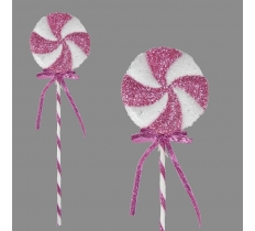 Tinsel Swirl Lolly 15.5X48cm Pink