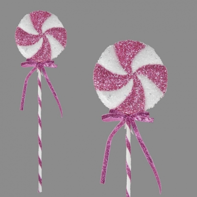 Tinsel Swirl Lolly 15.5X48cm Pink