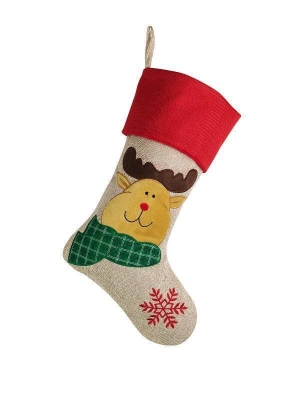 Deluxe Plush Hessian Effect Christmas Stocking 40cm X 25cm