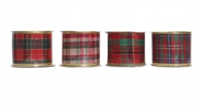 Christmas Tartan Fabric Ribbon Spool