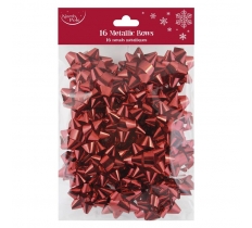 Christmas Red Metallic Bows 16pk