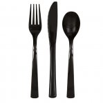 Black Solid Assorted Plastic Cutlery 18PC