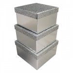 Silver Glitter Square Box 3 Piece