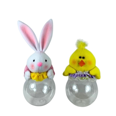 Easter Bunny Or Chick Sweet Candy Jar 6 x 4.5 x 11"