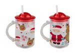 Christmas Kids Glitter Cup & Straw ( Various Designs )