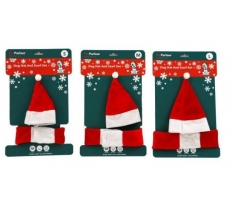 Pet Christmas Hat & Scarf Set ( Assorted Sizes )