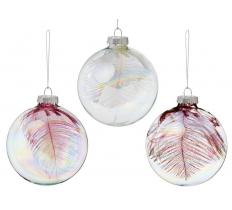 Christmas Clear Pearl Glass Baubles 80mm ( Assorted )