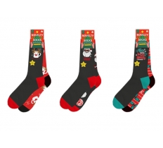 Mens Novelty Christmas Cotton Rich Socks 2pk