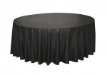 Black Solid Round Plastic Table Cover 84"