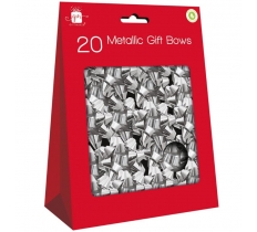 Metallic Silver Bows 20 Pack