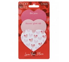 Valentine's Day Heart Shaped Sticky Notes Pack Of 3