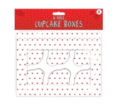 Valentine's Cupcake Boxes 6-Hole 2pk