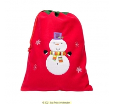 DELUXE PLUSH RED SNOWMAN CHRISTMAS SACK 50CM X 70CM